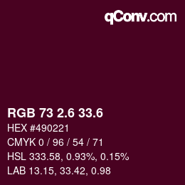 カラーコード: RGB 73 2.6 33.6 | qconv.com