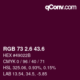 カラーコード: RGB 73 2.6 43.6 | qconv.com