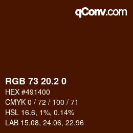 Color code: RGB 73 20.2 0 | qconv.com