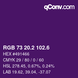 カラーコード: RGB 73 20.2 102.6 | qconv.com