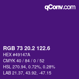 カラーコード: RGB 73 20.2 122.6 | qconv.com