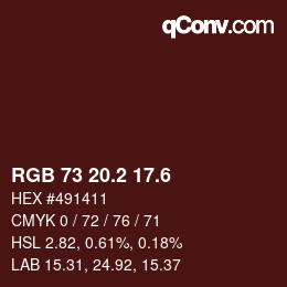 カラーコード: RGB 73 20.2 17.6 | qconv.com