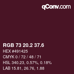 カラーコード: RGB 73 20.2 37.6 | qconv.com