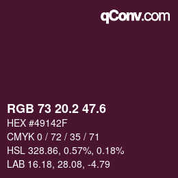 カラーコード: RGB 73 20.2 47.6 | qconv.com