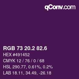 カラーコード: RGB 73 20.2 82.6 | qconv.com