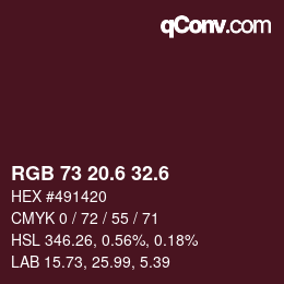 カラーコード: RGB 73 20.6 32.6 | qconv.com