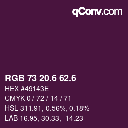 カラーコード: RGB 73 20.6 62.6 | qconv.com