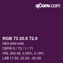 カラーコード: RGB 73 20.6 72.6 | qconv.com