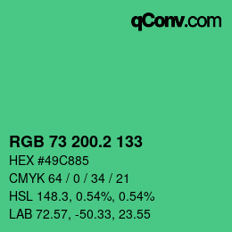 カラーコード: RGB 73 200.2 133 | qconv.com