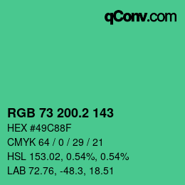 カラーコード: RGB 73 200.2 143 | qconv.com