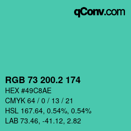 カラーコード: RGB 73 200.2 174 | qconv.com