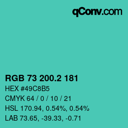 カラーコード: RGB 73 200.2 181 | qconv.com