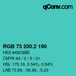 カラーコード: RGB 73 200.2 190 | qconv.com