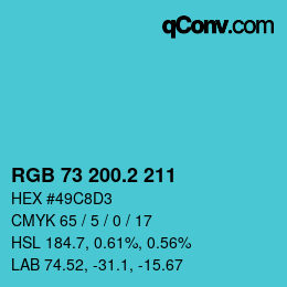 カラーコード: RGB 73 200.2 211 | qconv.com