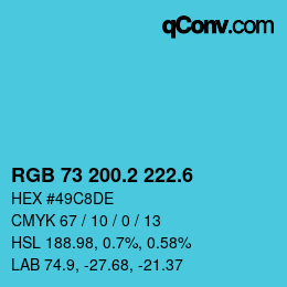 カラーコード: RGB 73 200.2 222.6 | qconv.com
