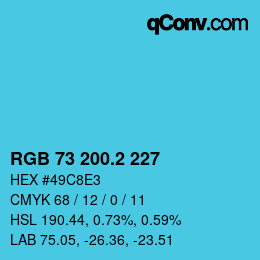 カラーコード: RGB 73 200.2 227 | qconv.com