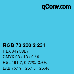 カラーコード: RGB 73 200.2 231 | qconv.com