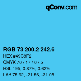 カラーコード: RGB 73 200.2 242.6 | qconv.com