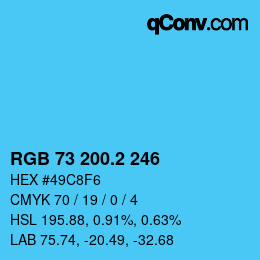 カラーコード: RGB 73 200.2 246 | qconv.com