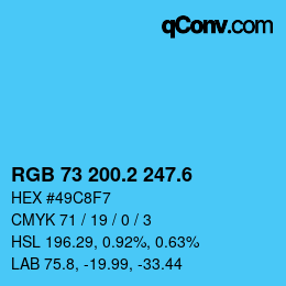 カラーコード: RGB 73 200.2 247.6 | qconv.com