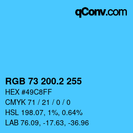 Color code: RGB 73 200.2 255 | qconv.com