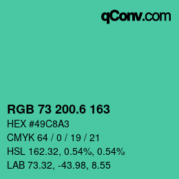 カラーコード: RGB 73 200.6 163 | qconv.com