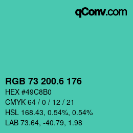 カラーコード: RGB 73 200.6 176 | qconv.com