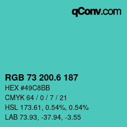 カラーコード: RGB 73 200.6 187 | qconv.com