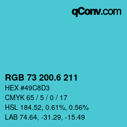 カラーコード: RGB 73 200.6 211 | qconv.com