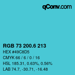 カラーコード: RGB 73 200.6 213 | qconv.com