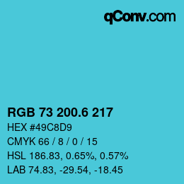 カラーコード: RGB 73 200.6 217 | qconv.com
