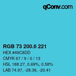 カラーコード: RGB 73 200.6 221 | qconv.com