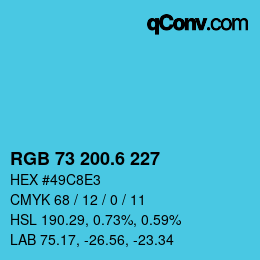カラーコード: RGB 73 200.6 227 | qconv.com