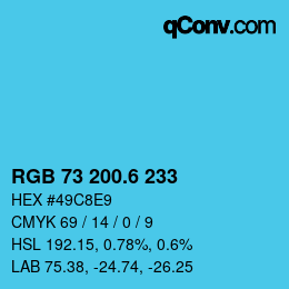 カラーコード: RGB 73 200.6 233 | qconv.com