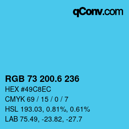 カラーコード: RGB 73 200.6 236 | qconv.com