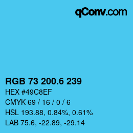 カラーコード: RGB 73 200.6 239 | qconv.com