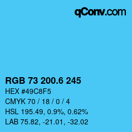 カラーコード: RGB 73 200.6 245 | qconv.com