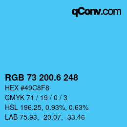カラーコード: RGB 73 200.6 248 | qconv.com