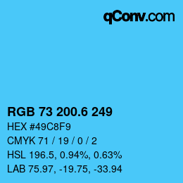 カラーコード: RGB 73 200.6 249 | qconv.com