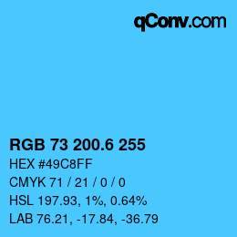 カラーコード: RGB 73 200.6 255 | qconv.com