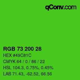 Color code: RGB 73 200 28 | qconv.com