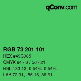 Color code: RGB 73 201 101 | qconv.com