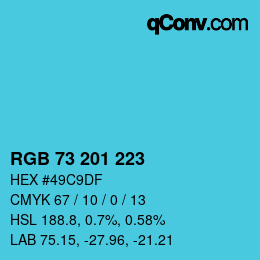 Color code: RGB 73 201 223 | qconv.com
