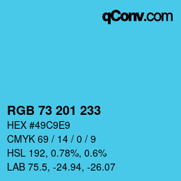 Color code: RGB 73 201 233 | qconv.com