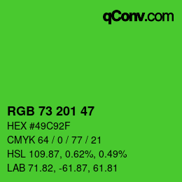 Color code: RGB 73 201 47 | qconv.com