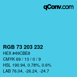 Color code: RGB 73 203 232 | qconv.com