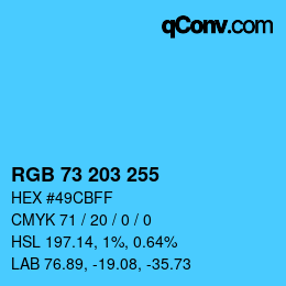 Color code: RGB 73 203 255 | qconv.com