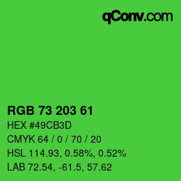 Color code: RGB 73 203 61 | qconv.com