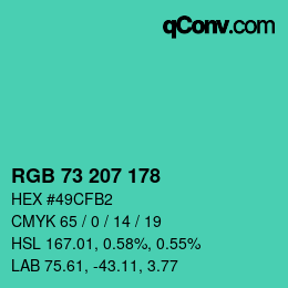 Color code: RGB 73 207 178 | qconv.com