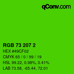 カラーコード: RGB 73 207 2 | qconv.com